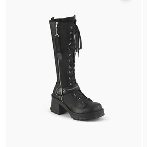 Demonia Bratty-206 knee high lace up combat boots